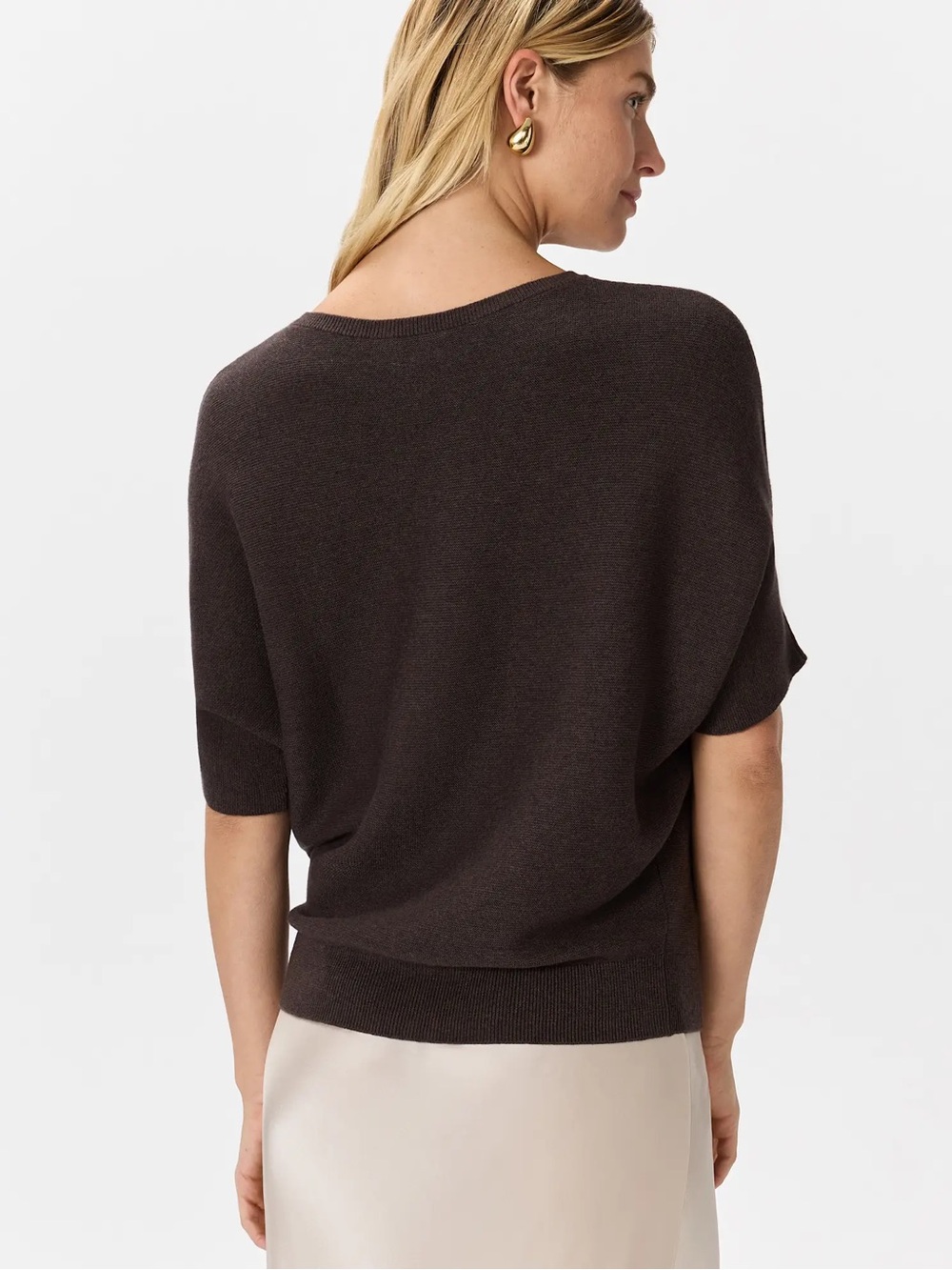 Quince Lightweight Cotton Cashmere Link-Stitch Dolman Sweater, Size XL - Picture 5 of 11